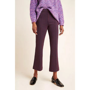 Anthropologie Essential Crop Flare Navy/Burgundy Print XL